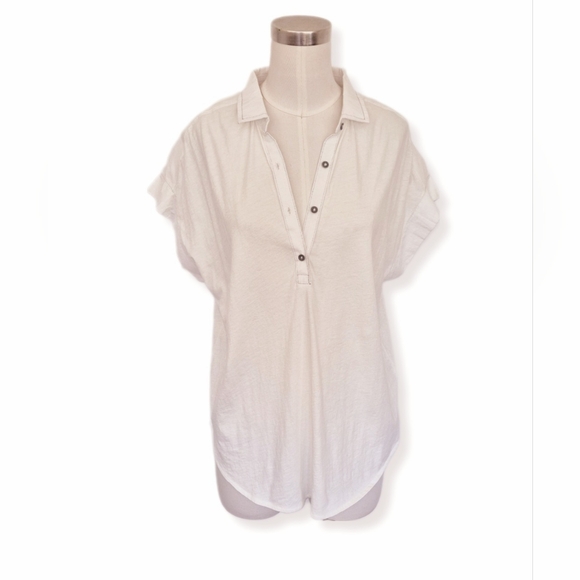Grey State Blouse Casey Spa White Short Sleeve Collared Size 1 (S) 4-6 N… - Picture 2 of 12